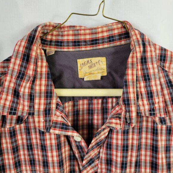 J.A.C.H.S. Men's Shirt Plaid Cowboy Western Button up XXL Red White Blue Y2K - Picture 4 of 8
